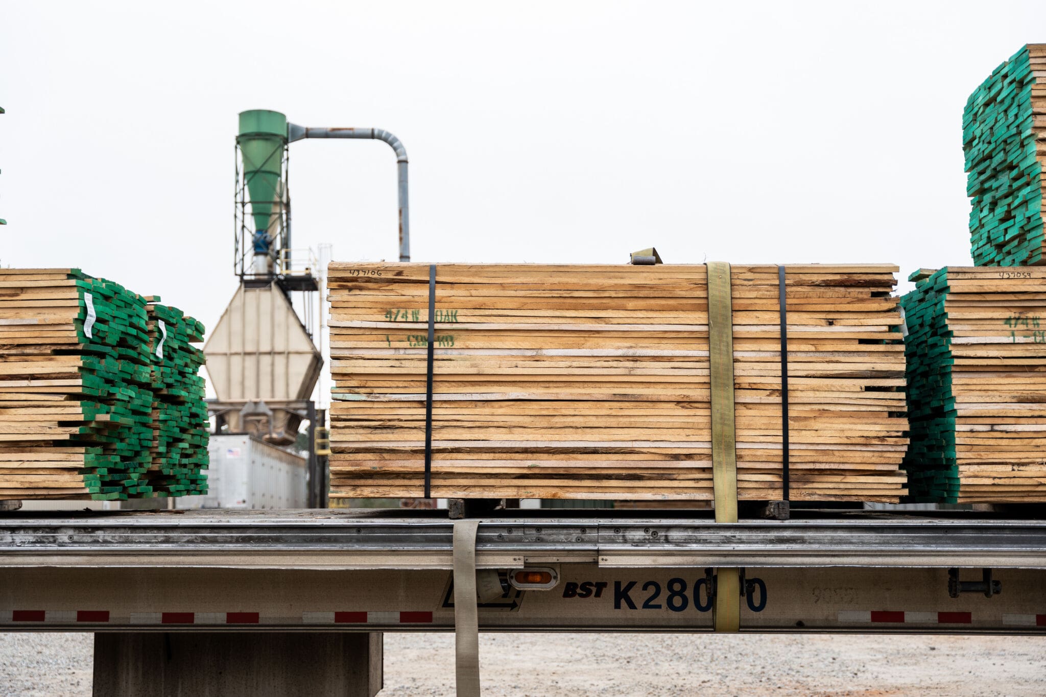 Lumber stacked in the T&F Lumber yard