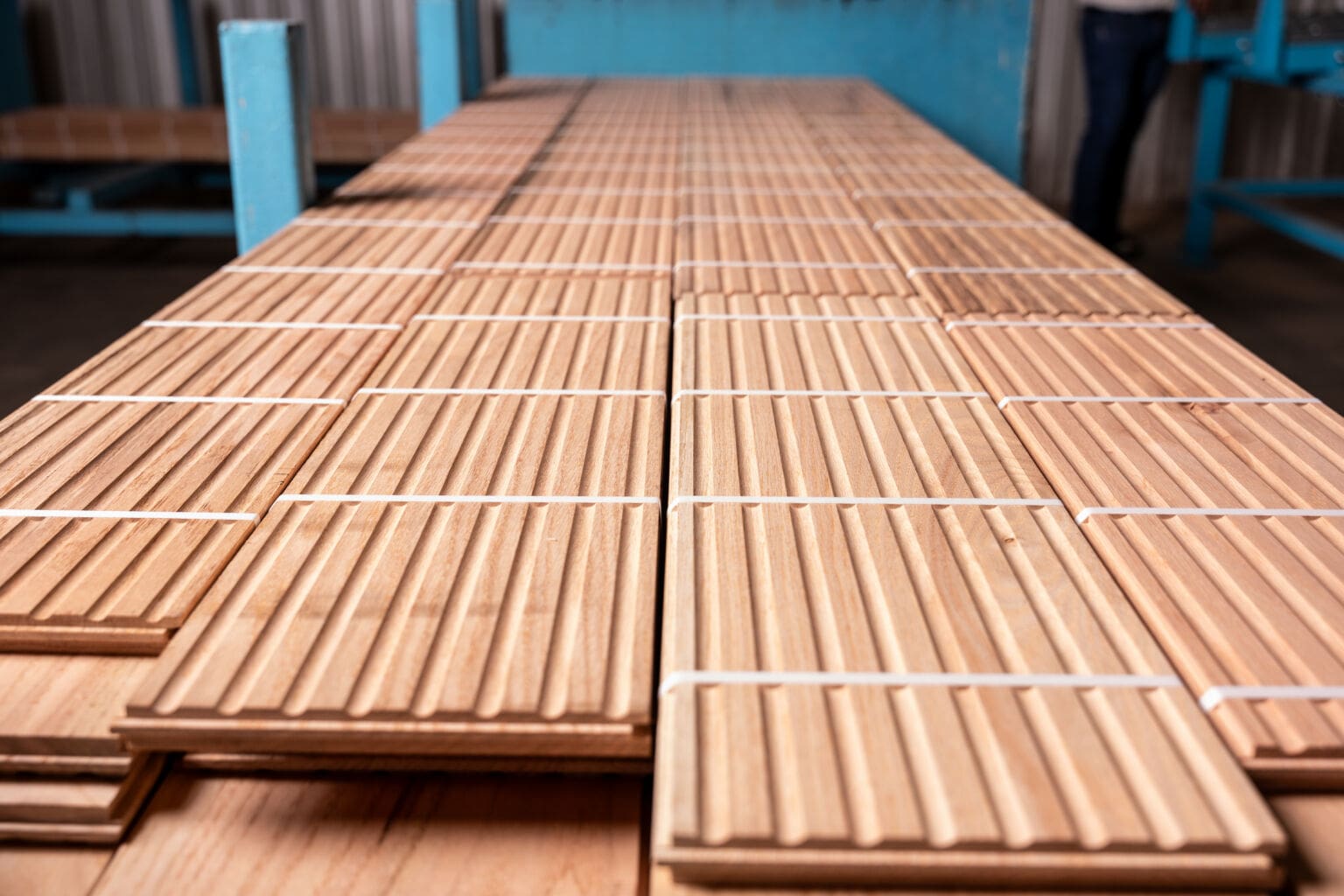 Lumber stored inside the mill